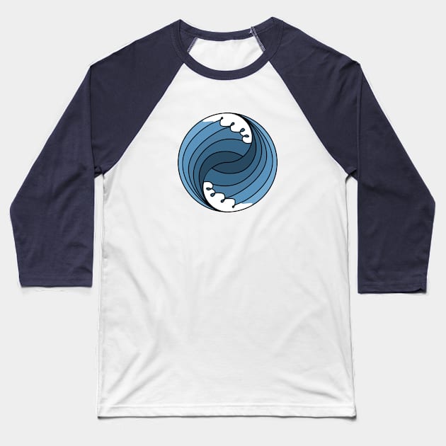 Blue Ocean Waves In Harmony Baseball T-Shirt by ontenno
